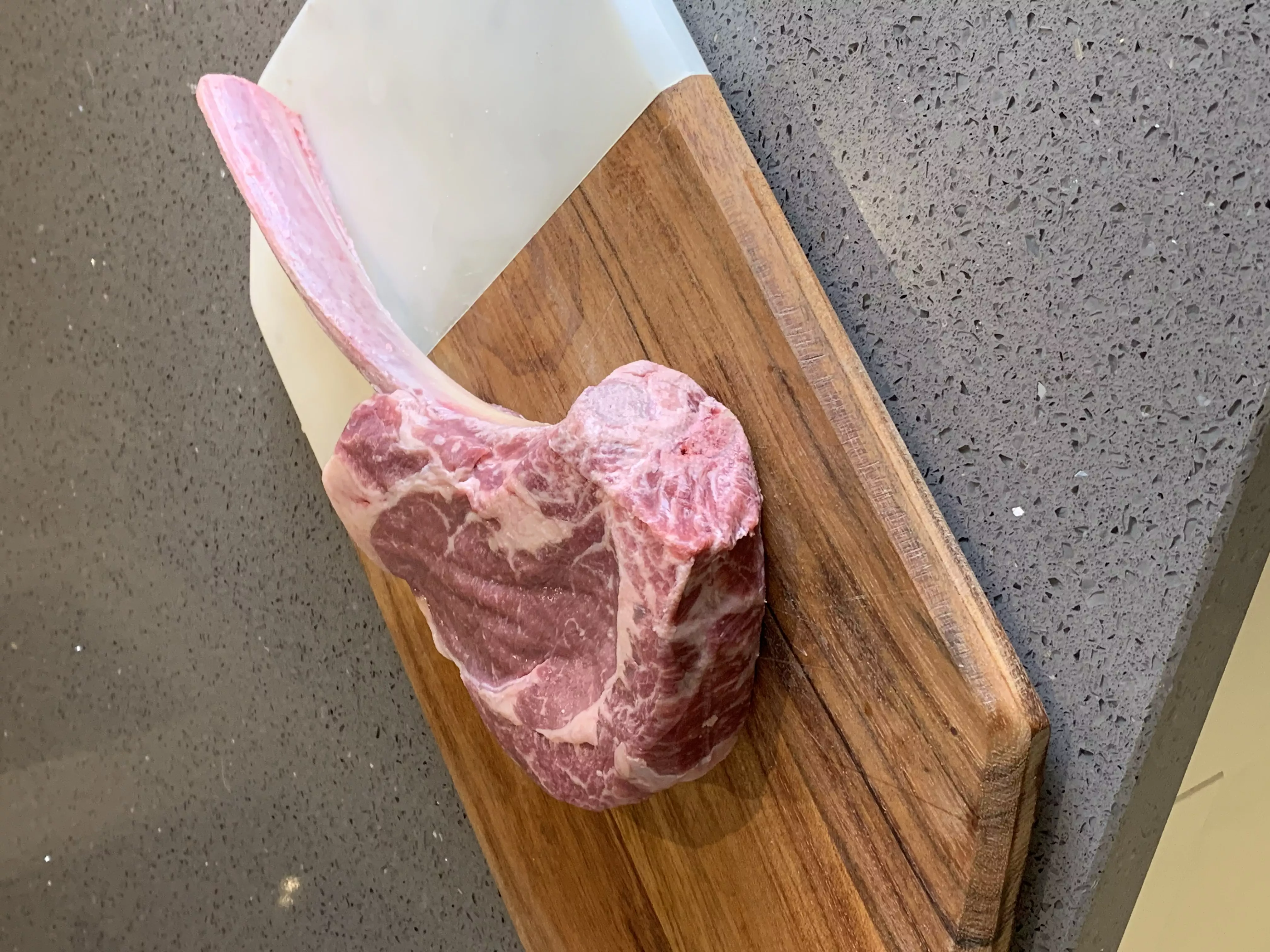 Tomahawk Steak Being Prepped for the Smoker